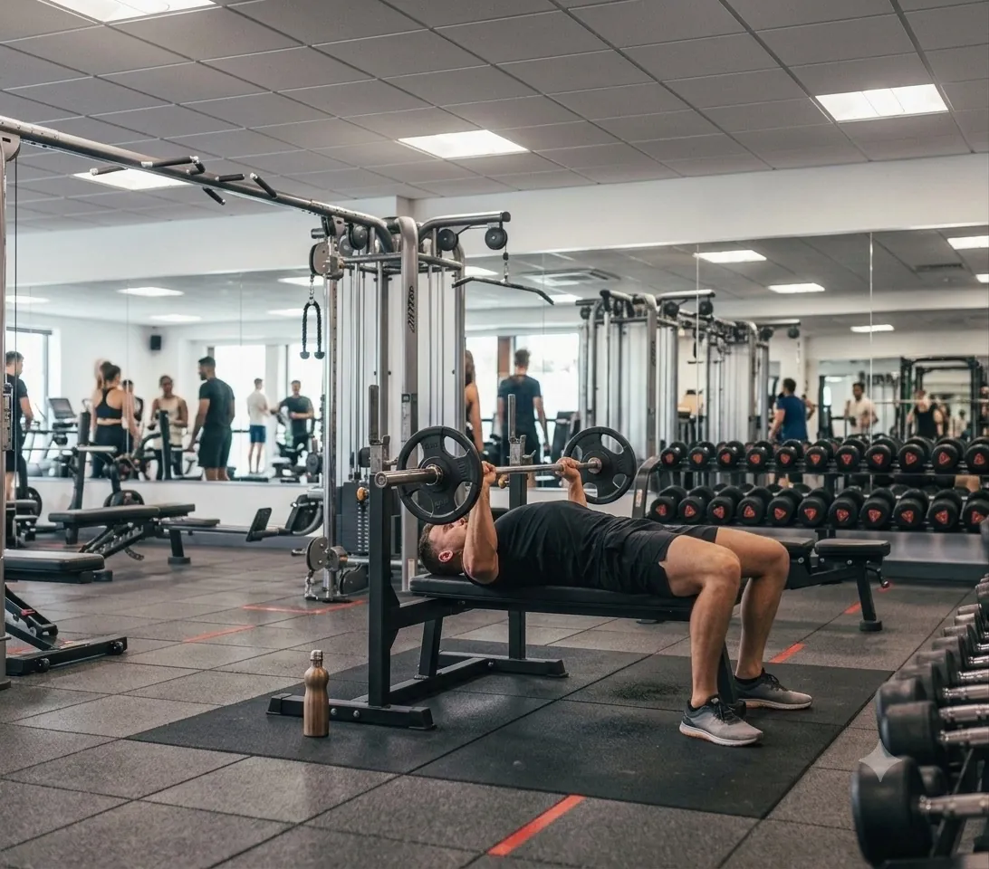 Mand udfører Bench press