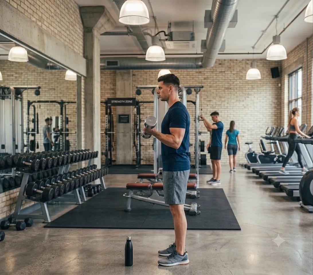 Mand udfører Biceps curls