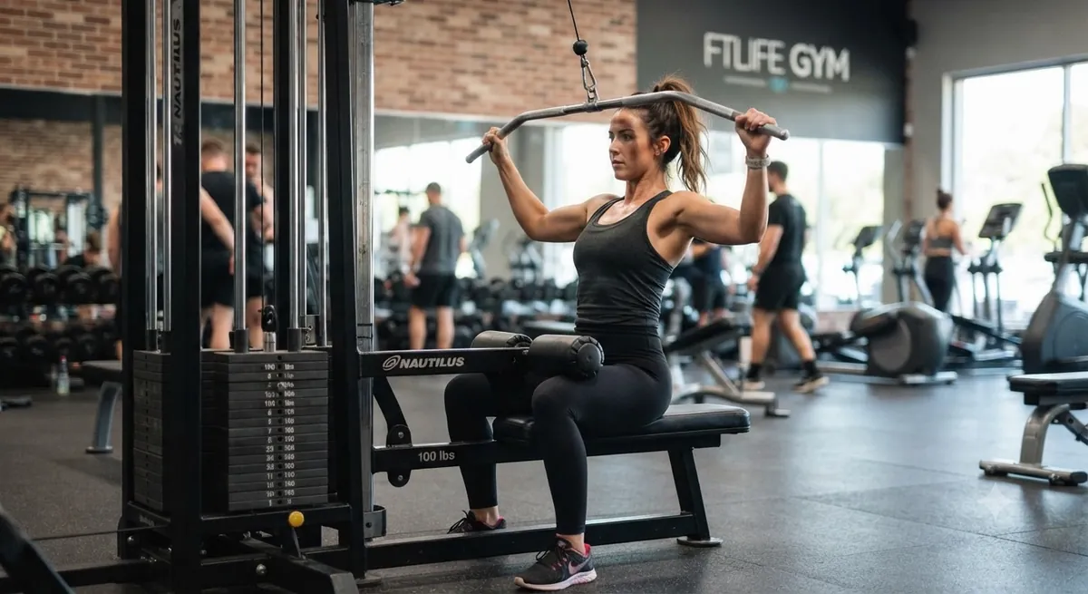 Kvinde udfører Lat pull down