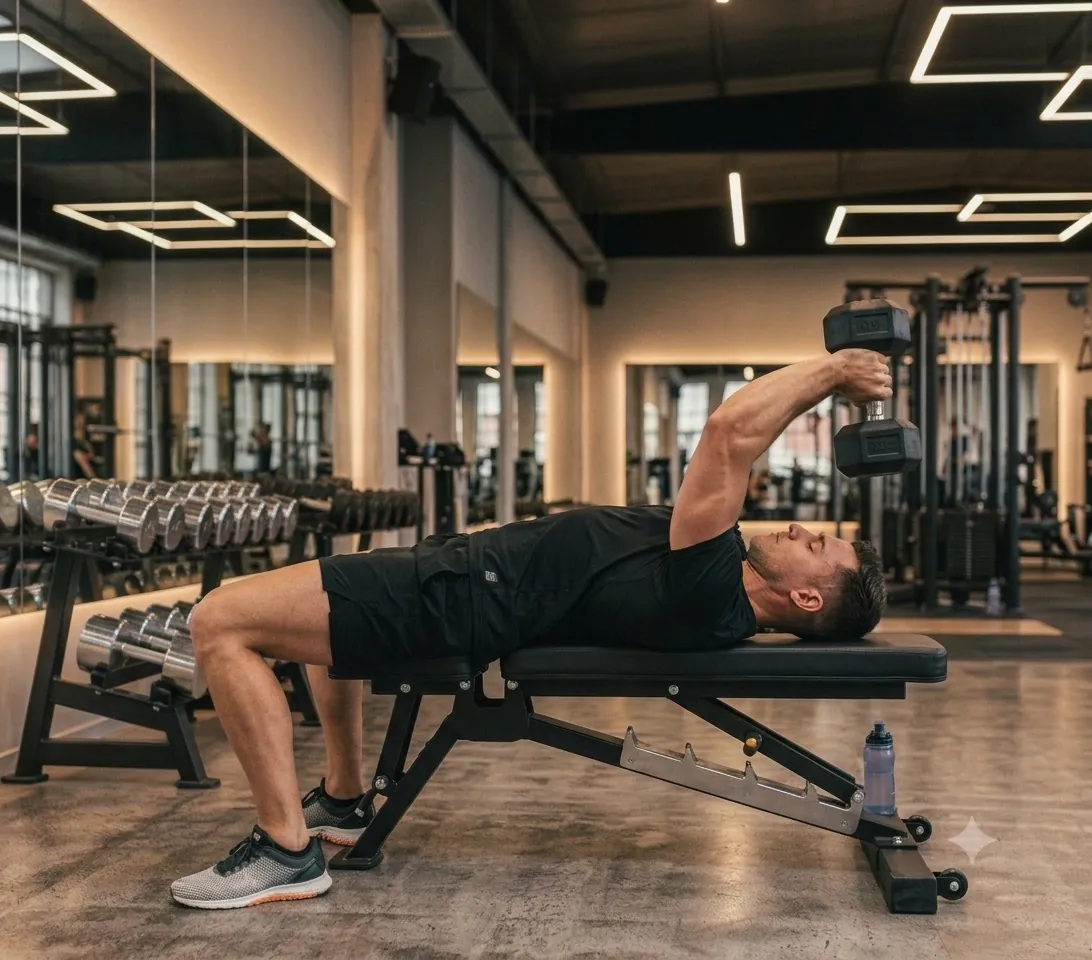 Mand udfører Overhead triceps extension