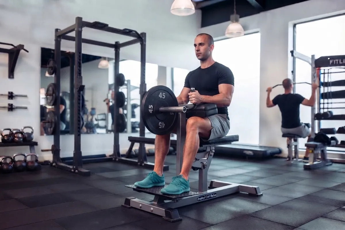 Mand udfører Seated calf raises