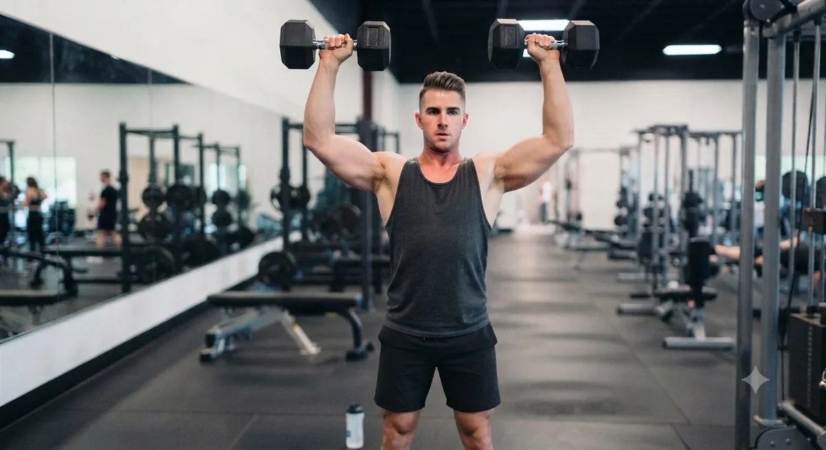 Mand udfører Shoulder press