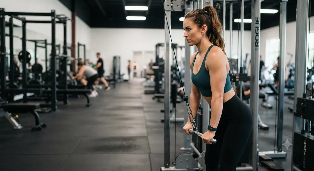 Kvinde udfører Triceps pushdown