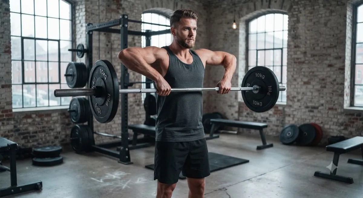 Mand udfører Upright row